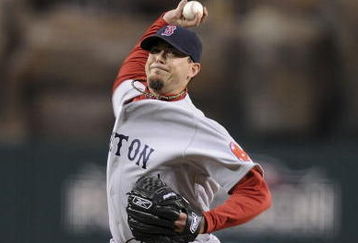ANAHEIM, CA - OCTOBER 09:  Starting pitcher Josh Beckett #19 of the Boston Red Sox on the mound against the Los Angeles Angels of Anaheim in Game Two of the ALDS during the 2009 MLB Playoffs at Angel Stadium on October 9, 2009 in Anaheim, California.  (Photo by Lisa Blumenfeld/Getty Images)