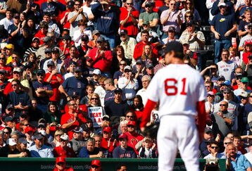 BOSTON - OCTOBER 11:  Starting pitcher Clay Buchholz #61 of the Boston Red Sox on the mound in the first inning against the Los Angeles Angels of Anaheim in Game Three of the ALDS during the 2009 MLB Playoffs at Fenway Park on October 11, 2009 in Boston, Massachusetts. (Photo by Jim Rogash/Getty Images)