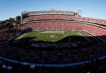 ATHENS, GA - OCTOBER 03: A general view of Sanford Stadium during the game between the Louisiana State University Tigers and the Georgia Bulldogs at Sanford Stadium on October 3, 2009 in Athens, Georgia. (Photo by Kevin C. Cox/Getty Images)
