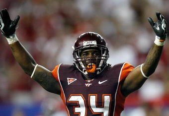 ATLANTA - SEPTEMBER 05:  Ryan Williams #34 of the Virginia Tech Hokies against the Alabama Crimson Tide during the Chick-fil-A Kickoff Game at Georgia Dome on September 5, 2009 in Atlanta, Georgia.  (Photo by Kevin C. Cox/Getty Images)