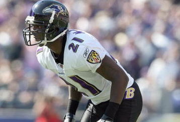 BALTIMORE - OCTOBER 5:  Chris McAlister #21 of the Baltimore Ravens gets ready on the field during the game against the Tennessee Titans on October 5, 2008 at M&T Bank Stadium in Baltimore, Maryland. (Photo by: Nick Laham/Getty Images)