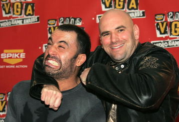 LOS ANGELES, CA - DECEMBER 08:  TV Personality Joe Rogan and UFC president Dana White pose in the press room during the 4th Annual Spike TV 2006 Video Game Awards held at The Galen Center on December 8, 2006 in Los Angeles, California.  (Photo by Frazer Harrison/Getty Images for Spike TV)