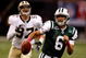 NEW ORLEANS - OCTOBER 04:  Quarterback Mark Sanchez #6 of the New York Jets scrambles away from Jeff Charleston #97 of the New Orleans Saints at the Louisana Superdome on October 4, 2009 in New Orleans, Louisiana.  (Photo by Chris Graythen/Getty Images)