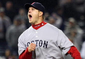 NEW YORK - MAY 04:  Jonathan Papelbon #58 of the Boston Red Sox reacts after getting the final out of the game with the bases loaded against the New York Yankees on May 4, 2009 at Yankee Stadium in the Bronx borough of New York City. The Red Sox defeated the Yankees 6-4.  (Photo by Jim McIsaac/Getty Images)
