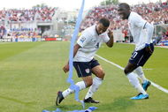 SANDY, UT - SEPTEMBER 05: Jozy Altidore #17 and Charlie Davies #9 of the United States celebrate Altidore's goal in the first half during the FIFA 2010 World Cup Qualifier match between the United States and El Salvador at Rio Tinto Stadium on September 5, 2009 in Sandy, Utah. (Photo by Jonathan Ferrey/Getty Images)