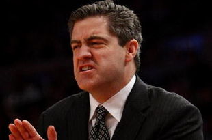 NEW YORK - MARCH 12: Head coach Keno Davis of the Providence Friars shouts from the sidelines against the Louisville Cardinals during the second round of the Big East Tournament at Madison Square Garden on March 12, 2009 in New York City. (Photo by Chris McGrath/Getty Images)