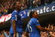 LONDON - OCTOBER 04:  Florent Malouda of Chelsea (R) celebrates with team mate Didier Drogba as he scores their second goal during the Barclays Premier League match between Chelsea and Liverpool at Stamford Bridge on October 4, 2009 in London, England.  (Photo by Ian Walton/Getty Images)