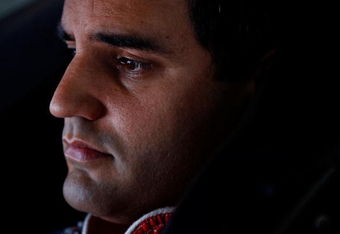 FONTANA, CA - OCTOBER 09:  Juan Pablo Montoya, driver of the #42 Target Chevrolet, prepares to drive during practice for the NASCAR Sprint Cup Series Pepsi 500 at Auto Club Speedway on October 9, 2009 in Fontana, California.  (Photo by Chris Graythen/Getty Images)