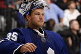 TORONTO - OCTOBER 10:  Vesa Toskala #35 of the Toronto Maple Leafs regroups after allowing the second goal to the Pittsburgh Penguins during a NHL game at the Air Canada Centre on October 10, 2009 in Toronto, Ontario, Canada .  (Photo by Abelimages/Getty Images)