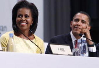 COPENHAGEN, DENMARK - OCTOBER 2:  (L-R) Patrick G. Ryan, chairman and CEO of Chicago 2016, U.S. first lady Michelle Obama, U.S. President Barack Obama, and Chicago Mayor Richard M. Daley are seated as they make a presentation in support of Chicago as the host city for the 2016 Summer Olympic Games on October 2, 2009 in Copenhagen, Denmark. The 121st session of the International Olympic Committee (IOC) will vote on October 2 on whether Chicago, Tokyo, Rio de Janeiro or Madrid will host the 2016 Olympic Games. (Photo by Charles Dharapak-Pool/Getty Images)