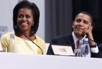 COPENHAGEN, DENMARK - OCTOBER 2:  (L-R) Patrick G. Ryan, chairman and CEO of Chicago 2016, U.S. first lady Michelle Obama, U.S. President Barack Obama, and Chicago Mayor Richard M. Daley are seated as they make a presentation in support of Chicago as the host city for the 2016 Summer Olympic Games on October 2, 2009 in Copenhagen, Denmark. The 121st session of the International Olympic Committee (IOC) will vote on October 2 on whether Chicago, Tokyo, Rio de Janeiro or Madrid will host the 2016 Olympic Games. (Photo by Charles Dharapak-Pool/Getty Images)