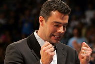 WESTWOOD, CA - JANUARY 12: Head Coach Tony Bennett of the Washington State University Cougars reacts after the UCLA Bruins scored late in the second half of their NCAA Pac-10 game on January 12, 2008 at Pauley Pavilion in Westwood, California. The Bruins defeated the Cougars 81-74. (Photo by Victor Decolongon/Getty Images)