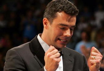 WESTWOOD, CA - JANUARY 12:  Head Coach Tony Bennett of the Washington State University Cougars reacts after the UCLA Bruins scored late in the second half of their NCAA Pac-10 game on January 12, 2008 at Pauley Pavilion in Westwood, California.  The Bruins defeated the Cougars 81-74.  (Photo by Victor Decolongon/Getty Images)