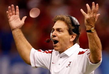 NEW ORLEANS - JANUARY 02:  Head coach Nick Saban of the Alabama Crimson Tide reacts in the third quarter while taking on the Utah Utes during the 75th Allstate Sugar Bowl at the Louisiana Superdome on January 2, 2009 in New Orleans, Louisiana.  (Photo by Chris Graythen/Getty Images)