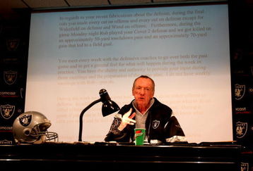 ALAMEDA, CA - SEPTEMBER 30:  Oakland Raiders owner Al Davis speaks during a press conference to announce the firing of head coach Lane Kiffin of the Oakland Raiders at the thier training facility on Septemer 30, 2008 in Alameda, California.  (Photo by Jed Jacobsohn/Getty Images)