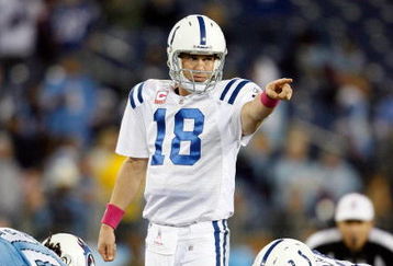 NASHVILLE, TN - OCTOBER 11:  Peyton Manning #18 of the Indianapolis Colts is pictured during the NFL game against the Tennessee Titans at LP Field on October 11, 2009 in Nashville, Tennessee.  (Photo by Andy Lyons/Getty Images)