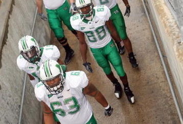 HOUSTON - NOVEMBER 17: The Marshall Thundering Herd walk down the ramp to take the field for the game with the Houston Cougars at Robertson Stadium November 17, 2007 in Houston, Texas. Houston won 35-28. (Photo by Stephen Dunn/Getty Images)