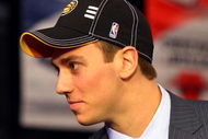 NEW YORK - JUNE 25: Thirteenth overall draft pick by the Indiana Pacers, Tyler Hansbrough makes his way to the stage during the 2009 NBA Draft at the Wamu Theatre at Madison Square Garden June 25, 2009 in New York City. NOTE TO USER: User expressly acknowledges and agrees that, by downloading and/or using this Photograph, User is consenting to the terms and conditions of the Getty Images License Agreement. (Photo by Jim McIsaac/Getty Images)