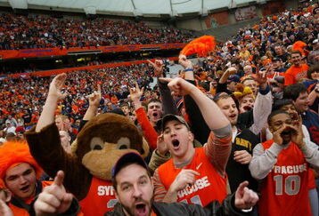 SYRACUSE, NY - FEBRUARY 16:  People cheer during the game between the Georgetown University Hoyas and the Syracuse Orange at the Carrier Dome February 16, 2008 in Syracuse, New York. (Photo by Marc Squire/Getty Images)