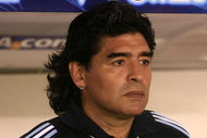 BUENOS AIRES, BUENOS AIRES - MARCH 28: Argentine manager Diego Maradona looks on during the 2010 FIFA World Cup South African qualifier match between Argentina and Venezuela at River Plate Stadium on March 28, 2009 in Buenos Aires, Argentina. (Photo by Photogamma/Getty Images)
