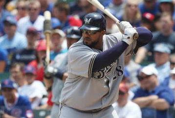 CHICAGO - JULY 03:  Prince Fielder #28 of the Milwaukee Brewers at bat against the Chicago Cubs during their MLB game on July 3, 2009 at Wrigley Field in Chicago, Illinois. (Photo by Jonathan Daniel/Getty Images) 