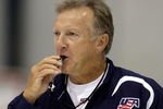 WOODRIDGE, IL - AUGUST 17:  Head coach Ron Wilson runs drills during the USA Olympic Men's Ice Hockey Orientation Camp on August 17, 2009 at Seven Bridges Ice Arena in Woodridge, Illinois.  (Photo by Jamie Squire/Getty Images)