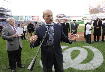 WASHINGTON - MARCH 29:  Stan Kasten, President of the Washington Nationals, talks to fans before the exhibition game against the Baltimore Orioles at Nationals Park March 29, 2008 in Washington DC.  (Photo by Mitchell Layton/Getty Images)