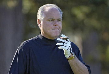 UNITED STATES - FEBRUARY 10:  Rush Limbaugh during the second round of the AT&T Pebble Beach National Pro-Am on Spyglass Hill Golf Course in Pebble Beach, California on February 10, 2006.  (Photo by Marc Feldman/Getty Images)