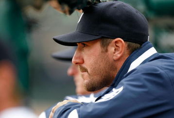 DETROIT - MARCH 31:  Justin Verlander #35 of the Detroit Tigers looks on from the dugout against the Kansas City Royals during their game on Opening Day on March 31, 2008 at Comerica Park in Detroit, Michigan. Royals won 5-4 in 11 innings.  (Photo by Gregory Shamus/Getty Images)