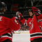 NEWARK, NJ - OCTOBER 03: Zach Parise #9 (L) of the New Jersey Devils celebrates with Patrik Elias #26 after Parise scored at 19:24 of the second period in preseason action against the New York Islanders on October 3, 2008 at the Prudential Center in Newark, New Jersey. (Photo by Bruce Bennett/Getty Images)