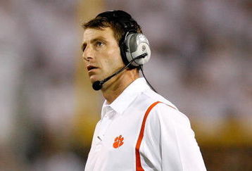 ATLANTA - SEPTEMBER 10:  Head coach Dabo Swinney of the Clemson Tigers looks on against the Georgia Tech Yellow Jackets at Bobby Dodd Stadium on September 10, 2009 in Atlanta, Georgia.  (Photo by Kevin C. Cox/Getty Images)