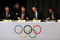 COPENHAGEN, DENMARK - OCTOBER 02:  IOC President Jacques Rogge (2L) and Rio de Janeiro bid leader Carlos Nuzman prepare to sign the Host City contract during a press conference after Rio De Janeiro won the vote to stage the 2016 Olympic Games at the Bella Centre on October 2, 2009 in Copenhagen, Denmark. After eliminating Chicago, Tokyo and Madrid, International Olympic Committee members selected the Brazilian city as site of the 2016 Summer Games. This will be the first time the Olympics will be held in South America.  (Photo by Peter Macdiarmid/Getty Images)