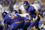 BOISE, ID - SEPTEMBER 3: Quarterback Kellen Moore #6 of the Boise State Broncos yells out the play to his linemen in the third quarter of the game against the Oregon Ducks at Bronco Stadium on September 3, 2009 in Boise, Idaho. Boise State won the game 19-8. (Photo by Steve Dykes/Getty Images)