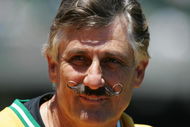 OAKLAND, CA - JULY 17:  Rollie Fingers look on as the Oakland Athletics celebrate the 30th anniversary of their 1974 World Championship team before the game against the Chicago White Sox at the Network Associates Coliseum on July 17, 2004 in Oakland, California.  The White Sox defeated the Athletics 5-2.   (Photo by Jed Jacobsohn/Getty Images)