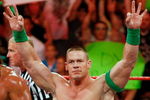 LAS VEGAS - AUGUST 24:  Wrestler John Cena appears in the ring during the WWE Monday Night Raw show at the Thomas & Mack Center August 24, 2009 in Las Vegas, Nevada.  (Photo by Ethan Miller/Getty Images)