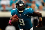 JACKSONVILLE, FL - OCTOBER 04:  David Garrard #9 of the Jacksonville Jaguars runs during the game against the Tennessee Titans at Jacksonville Municipal Stadium on October 4, 2009 in Jacksonville, Florida.  (Photo by Sam Greenwood/Getty Images)