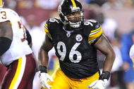 LANDOVER, MD - AUGUST 22:  Ziggy Hood #96 of the Pittsburgh Steelers rushes the quarterback during the game against the Washington Redskins at Fed Ex Field on August 22, 2009 in Landover, Maryland.  (Photo by Greg Fiume/Getty Images)