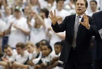 EAST LANSING, MI - MARCH 02:  Tom Izzo head coach of the Michigan State Spartans looks on from the bench during a game against the Indiana Hoosiers at the Breslin Center March 2, 2008 in East Lansing, Michigan. Michigan State won the game 103-74.  (Photo by Gregory Shamus/Getty Images)