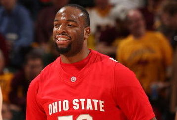 INDIANAPOLIS - MARCH 13:  Dallas Lauderdale #52 of the Ohio State Buckeyes smiles on court against the Wisconsin Badgers  during the second round of the Big Ten Men's Basketball Tournament at Conseco Fieldhouse on March 13, 2009 in Indianapolis, Indiana.  (Photo by Jonathan Daniel/Getty Images)