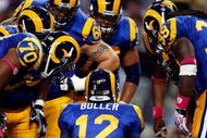 ST. LOUIS - OCTOBER 11:  :  :  :  :  :  :  Quarterback Kyle Boller #12 of the St. Louis Rams at Edward Jones Dome on October 11, 2009 in St. Louis, Missouri.  (Photo by Ronald Martinez/Getty Images)