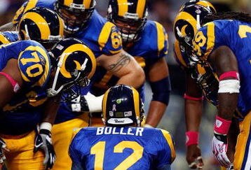 ST. LOUIS - OCTOBER 11:  :  :  :  :  :  :  Quarterback Kyle Boller #12 of the St. Louis Rams at Edward Jones Dome on October 11, 2009 in St. Louis, Missouri.  (Photo by Ronald Martinez/Getty Images)