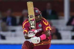 LONDON, ENGLAND - JUNE 12:  Dwayne Bravo of West Indies hits out during the ICC World Twenty20 Super Eights match between India and West Indies at Lord's on June 12, 2009 in London, England.  (Photo by Tom Shaw/Getty Images)