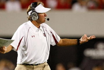 ATHENS, GA - SEPTEMBER 12:  Head coach Steve Spurrier of the South Carolina Gamecocks questions a call during the game against the Georgia Bulldogs at Sanford Stadium on September 12, 2009 in Athens, Georgia.  (Photo by Kevin C. Cox/Getty Images)