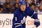 TORONTO, ON - DECEMBER 29:  Wade Belak #3 of the Toronto Maple Leafs skates with the puck against the New York Rangers during the game at the Air Canada Centre on December 29, 2007 in Toronto, Canada.  (Photo by Harry How/Getty Images)
