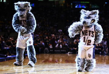 EAST RUTHERFORD, NJ - MARCH 27:  New Jersey Nets mascot Sly Fox and Mini Sly Fox dance during the game between the Los Angeles Lakers and the New Jersey Nets during the game on March 27, 2009 at the Izod Center in East Rutherford, New Jersey. NOTE TO USER: User expressly acknowledges and agrees that, by downloading and/or using this Photograph, User is consenting to the terms and conditions of the Getty Images License Agreement.  (Photo by Chris McGrath/Getty Images)