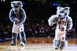 EAST RUTHERFORD, NJ - MARCH 27:  New Jersey Nets mascot Sly Fox and Mini Sly Fox dance during the game between the Los Angeles Lakers and the New Jersey Nets during the game on March 27, 2009 at the Izod Center in East Rutherford, New Jersey. NOTE TO USER: User expressly acknowledges and agrees that, by downloading and/or using this Photograph, User is consenting to the terms and conditions of the Getty Images License Agreement.  (Photo by Chris McGrath/Getty Images)