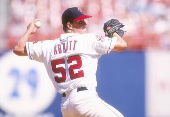 10 Sep 1995:  Pitcher Jim Abbott of the California Angels throws a pitch during a game against the Minnesota Twins at Anaheim Stadium in Anaheim, California.  The Twins won the game 9-8. Mandatory Credit: J.D. Cuban  /Allsport