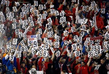 WASHINGTON - OCTOBER 14:  U.S. fans hold up signs for Charlie Davies who was injured in a car accident yesterday during the first half of a match against Costa Rica in the FIFA 2010 World Cup Qualifier at RFK stadium on October 14, 2009 in Washington, DC.  (Photo by Win McNamee/Getty Images)