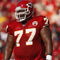 KANSAS CITY, MO - NOVEMBER 02:  Damion McIntosh #77 of the Kansas City Chiefs looks on against the Tampa Bay Buccaneers during their NFL game on November 2, 2008 at Arrowhead Stadium in Kansas City, Missouri.  The Buccaneers won 30 to 27 in overtime. (Photo by: Jamie Squire/Getty Images)