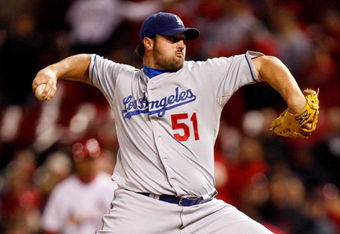 ST. LOUIS , MO - OCTOBER 10:  :  :  Pitcher Jonathan Broxton #51 of the Los Angeles Dodgers in Game Three of the NLDS during the 2009 MLB Playoffs at Busch Stadium on October 10, 2009 in St. Louis, Missouri.  (Photo by Ronald Martinez/Getty Images)